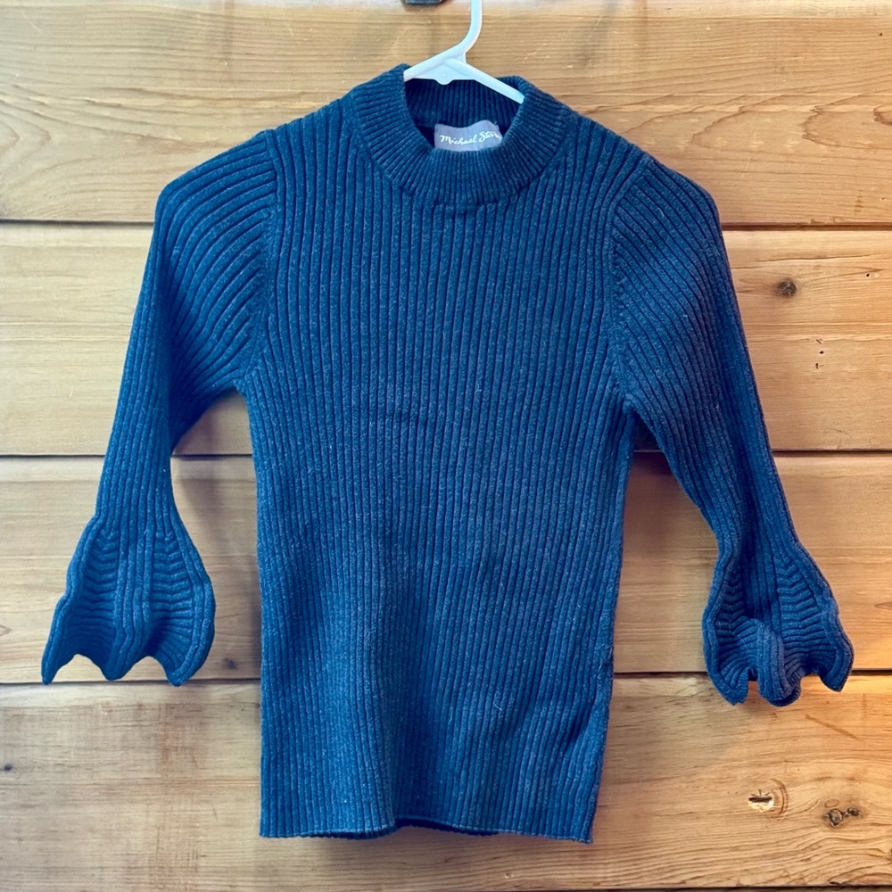 ANTHROPOLOGIE Michael Stars Gray Cowl Neck Sweater with Ribbed Texture